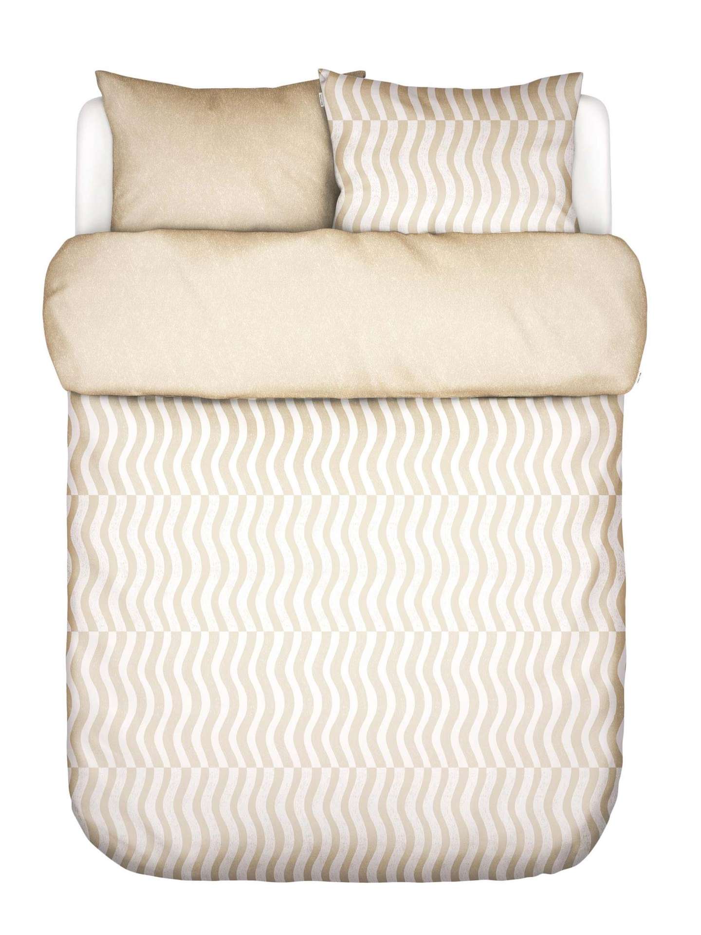 Housse de couette Marc O'Polo Filip Oyster en satin de coton 220 fils vagues, vagues