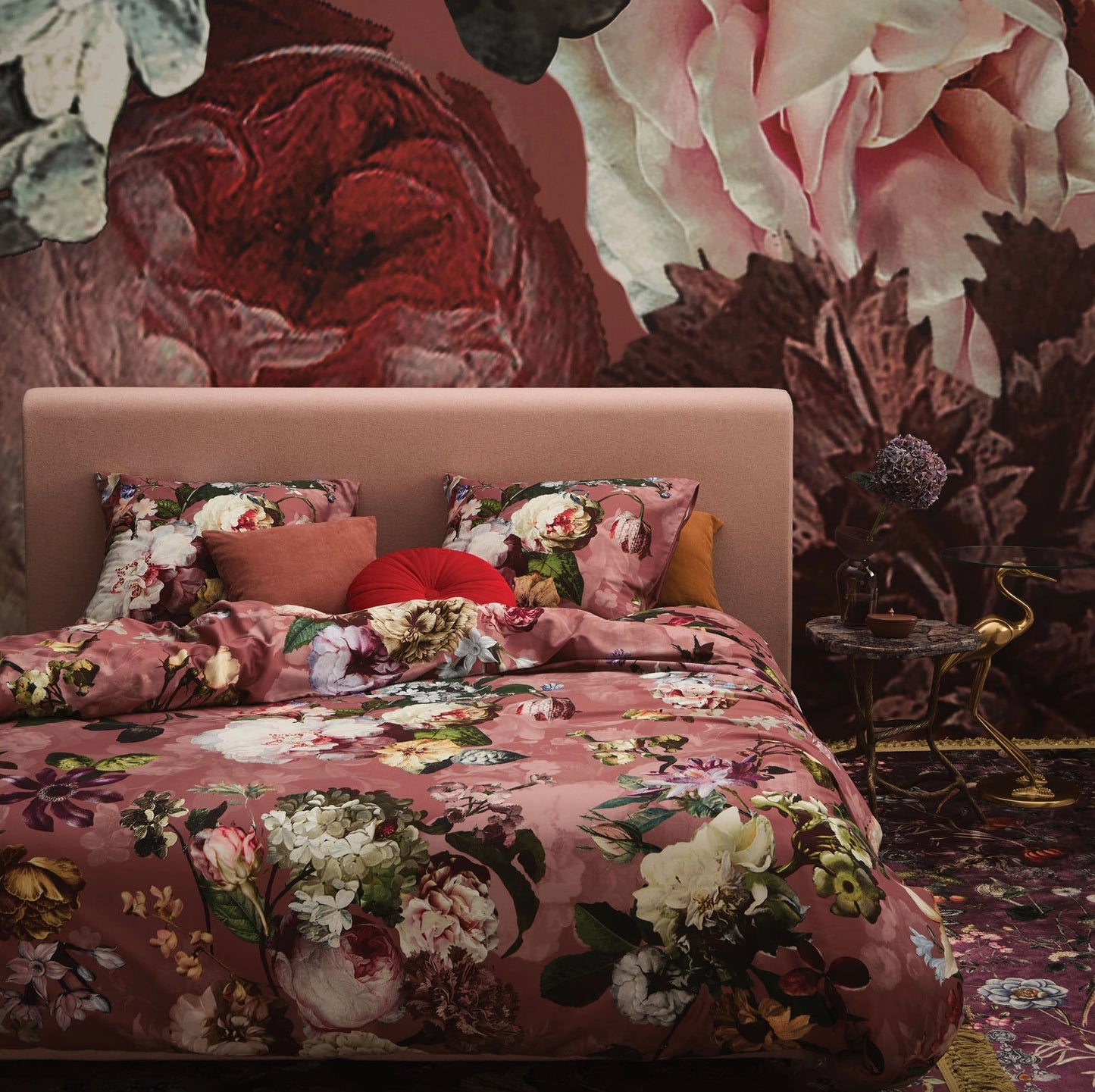 Essenza Fleur Dusty rose dekbedovertrek katoensatijn 210TC