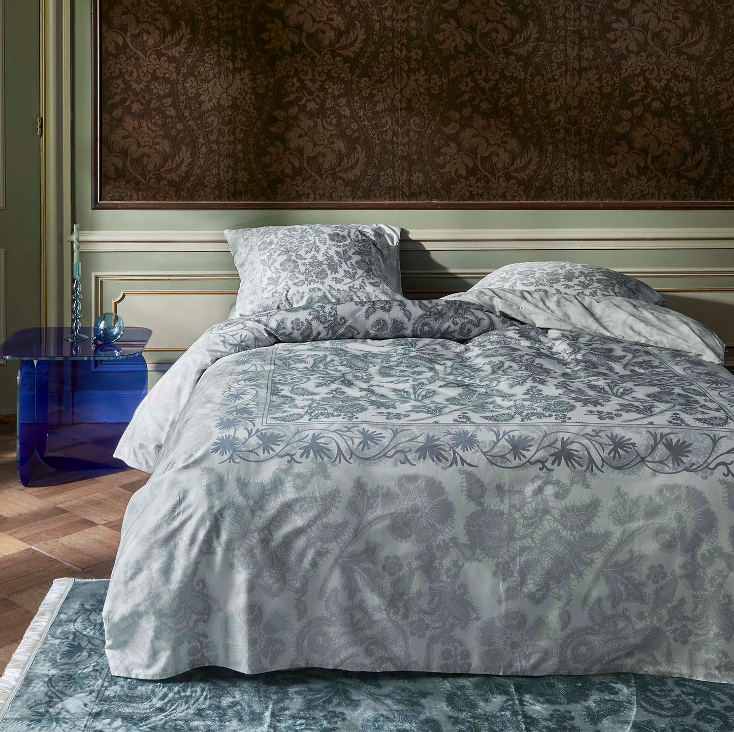 Essenza Maere Hazy Blue 300TC katoensatijn dekbedovertrek