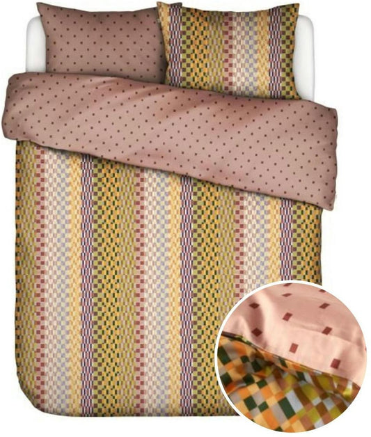 Essenza Stach Antique Pink katoensatijn 200TC dekbedovertrek grafisch