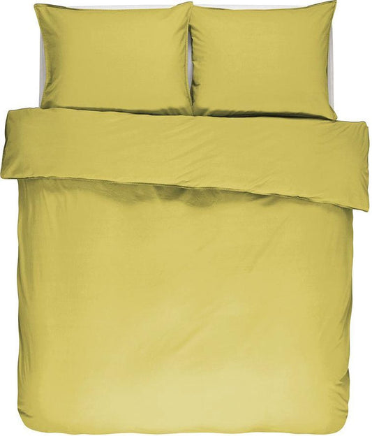 Essenza Guy Yellow katoenen dekbedovertrek vintage washed