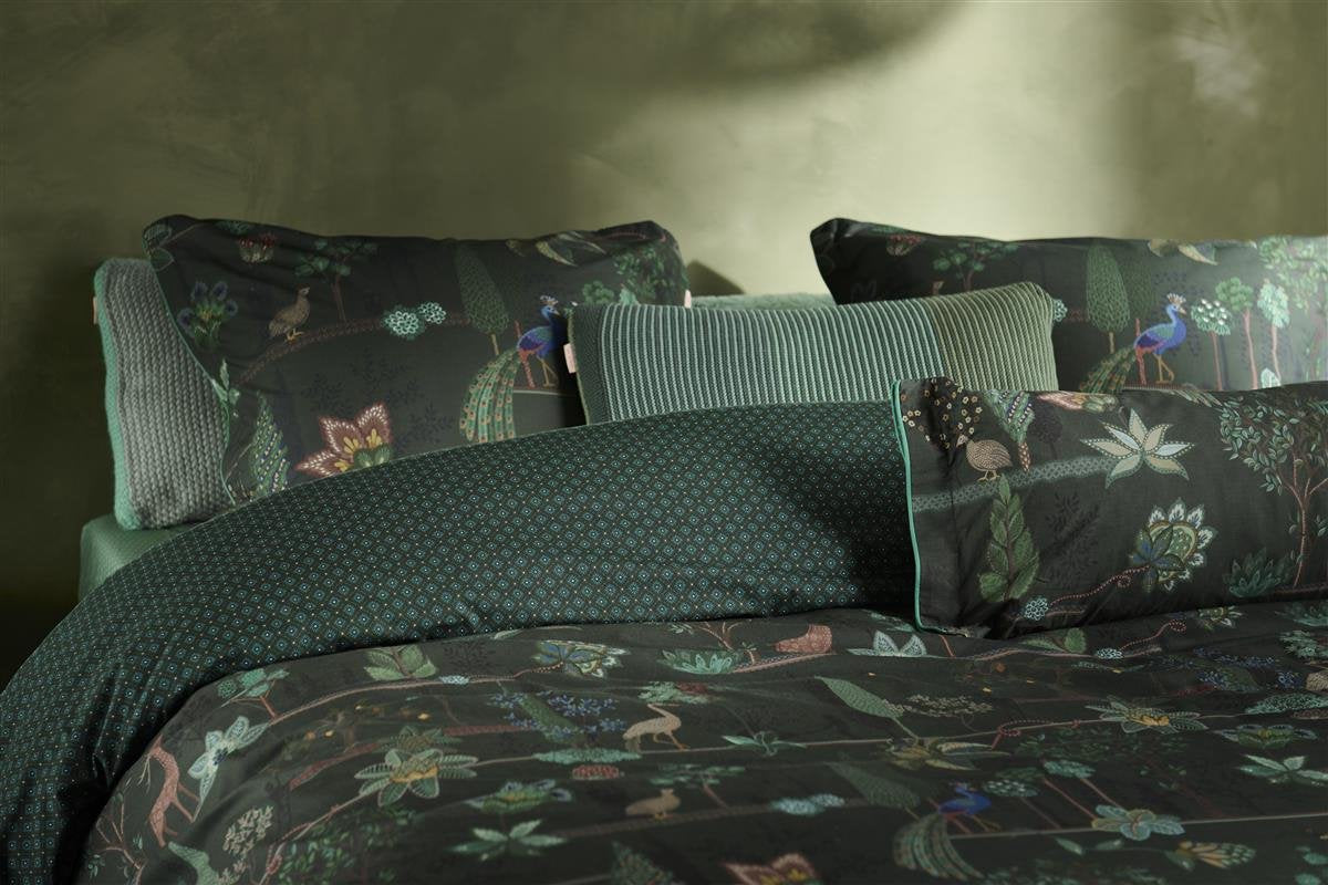 Pip Studio Alberi Dark Green percal 200TC dekbedovertrek pauwen, herten