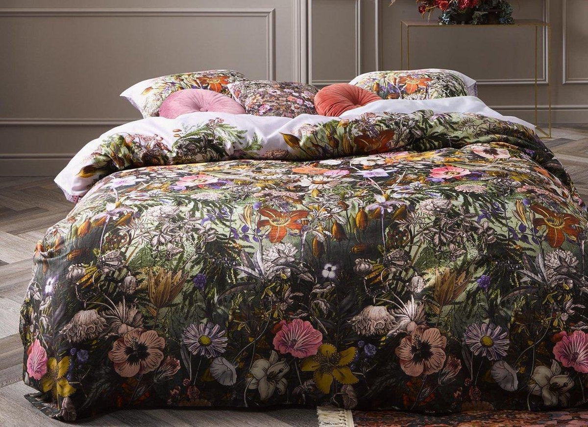 Housse de couette Essenza Annelinde Lilas en satin de coton 300 fils Fleurs