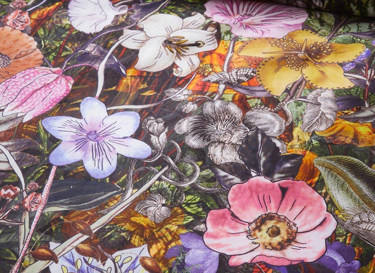 Housse de couette Essenza Annelinde Lilas en satin de coton 300 fils Fleurs