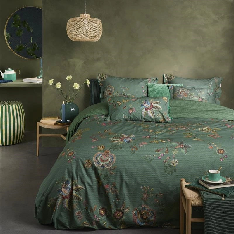 Pip Studio Cece Fiore Green (turquoise) percal 200TC dekbedovertrek