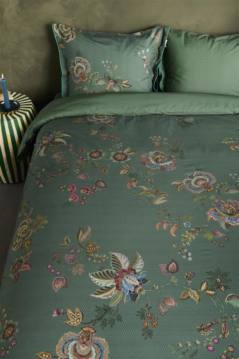 Pip Studio Cece Fiore Green (turquoise) percal 200TC dekbedovertrek
