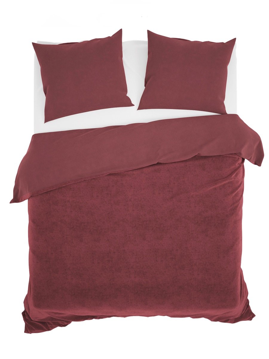 Housse de couette Wow!Home by Heckettlane Velluto en velours rouge vin doux et chaud