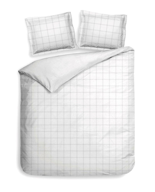 Heckett Lane Diamante ruitdessin katoensatijn dekbedovertrek wit, white