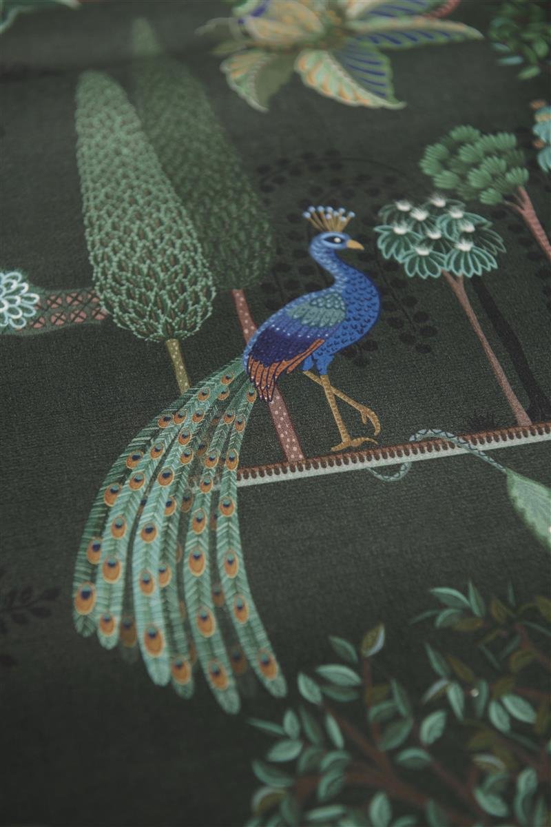 Pip Studio Alberi Dark Green percal 200TC dekbedovertrek pauwen, herten