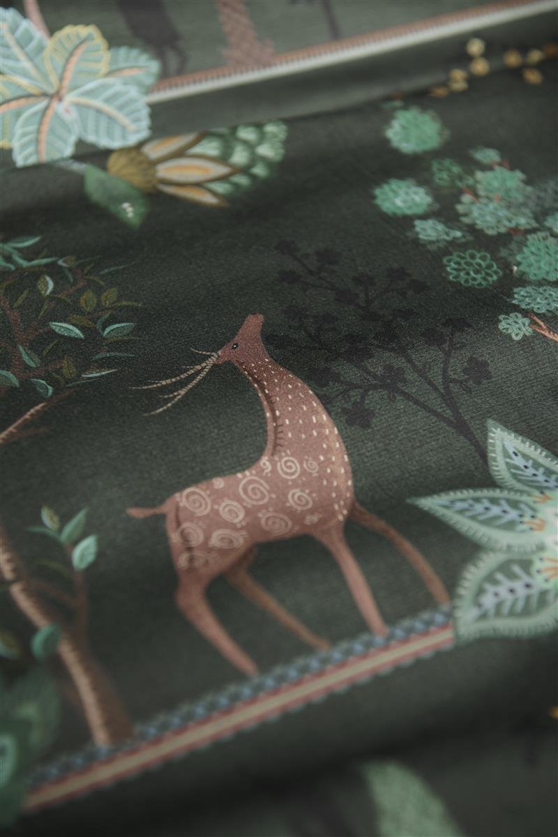 Pip Studio Alberi Dark Green percal 200TC dekbedovertrek pauwen, herten