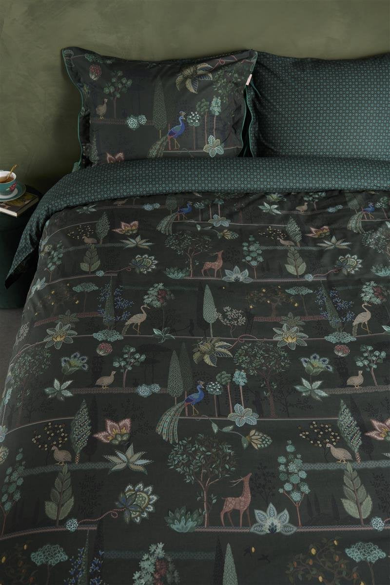 Pip Studio Alberi Dark Green percal 200TC dekbedovertrek pauwen, herten