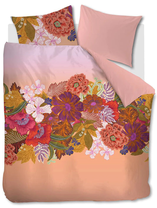Oilily Livia dekbedovertrek katoensatijn 200TC  handgeschilderde bloemen