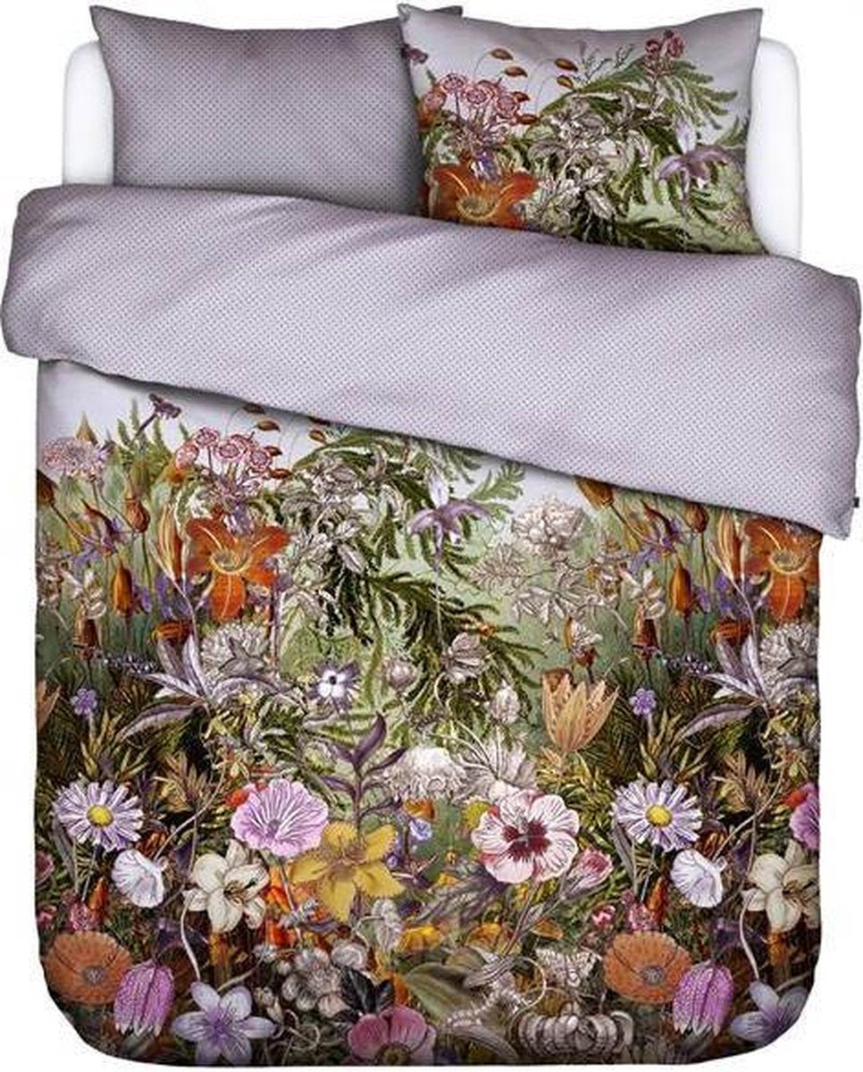 Housse de couette Essenza Annelinde Lilas en satin de coton 300 fils Fleurs