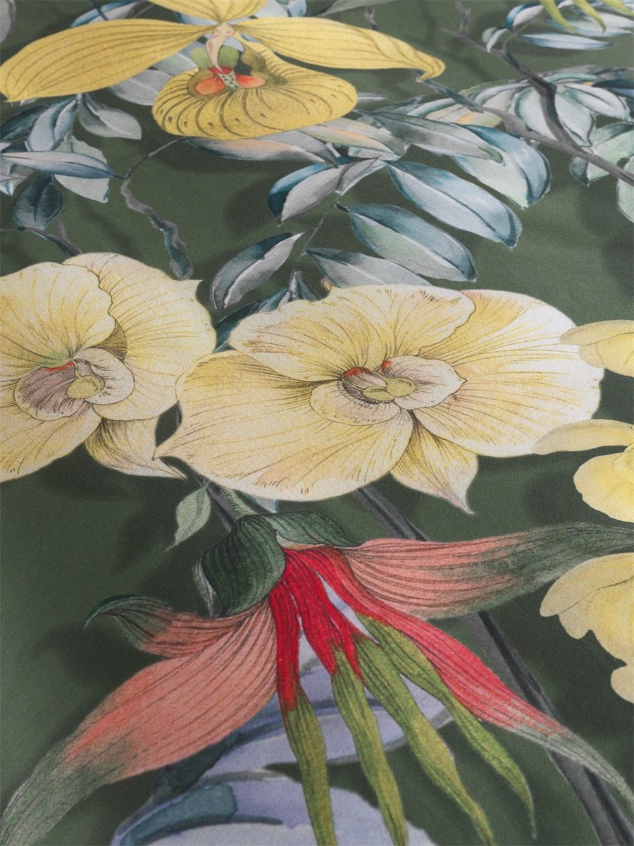 Heckett Lane Jean Green dekbedovertrek katoensatijn bloemen