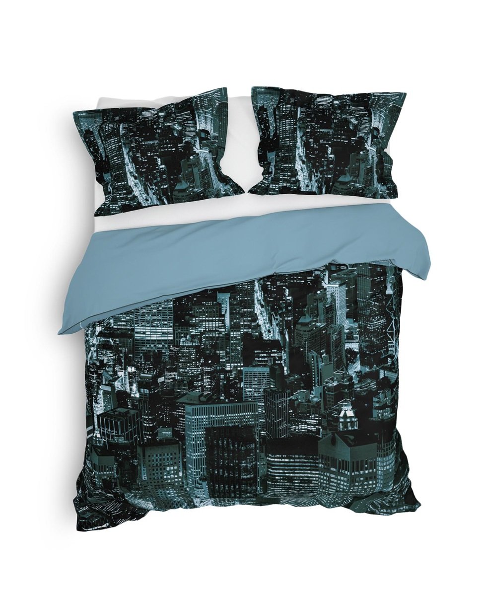Housse de couette en satin de coton Heckett Lane Brasco, gratte-ciel de New York