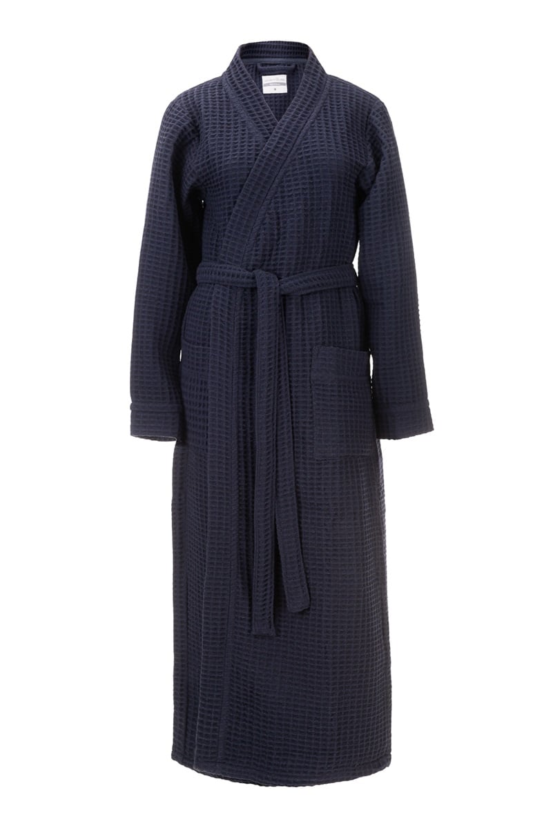 Heckett Lane Wafel katoenen badjas dames en heren in navy blauw maat XL