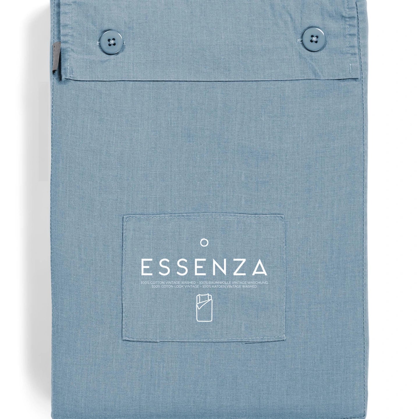 Essenza Guy Blue katoenen dekbedovertrek vintage washed
