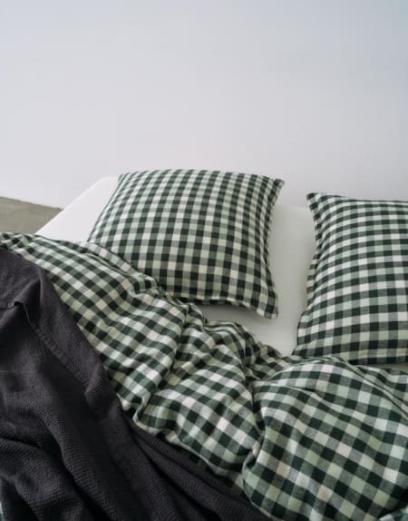 Marc O'Polo Rune Deep Forest kussenslopen flanel garengeverfd