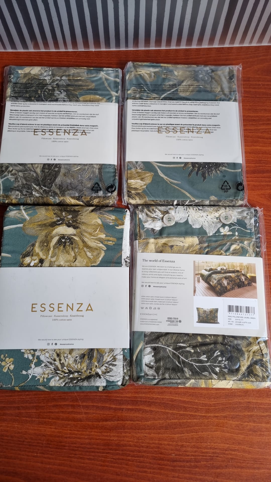 Essenza Maily Laurel Green kussenslopen katoensatijn 215TC