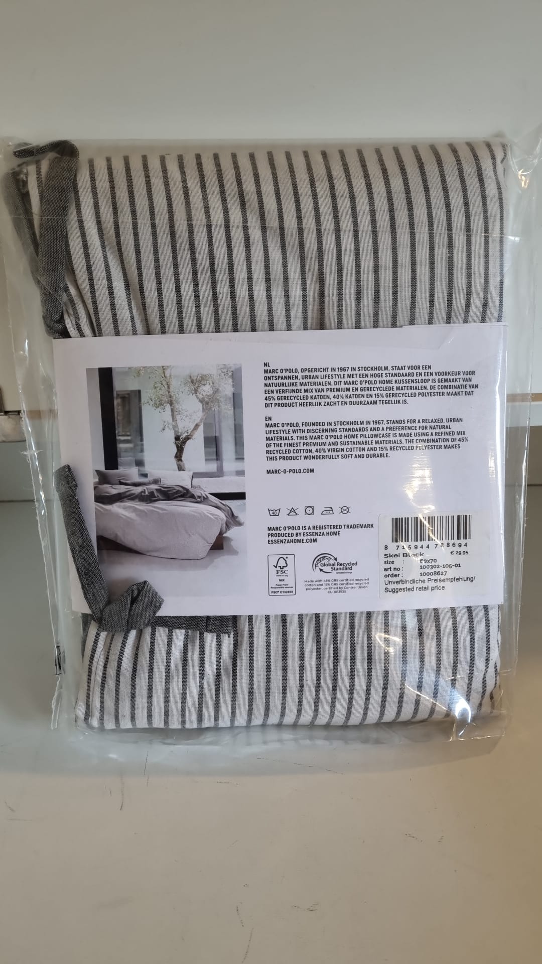 Marc O'Polo Skei Black cotton blended 132TC kussenslopen strepen
