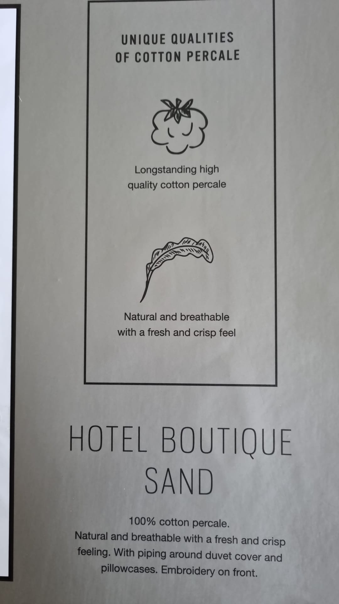 Riviera Maison Hotel Boutique Chic Sand dekbedovertrek perkal katoen white, wit Uni
