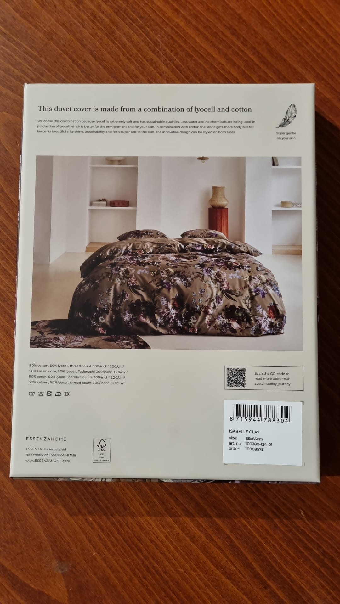 Essenza Isabelle Clay dekbedovertrek 50% katoensatijn en 50% Lyocell 300TC bloemen