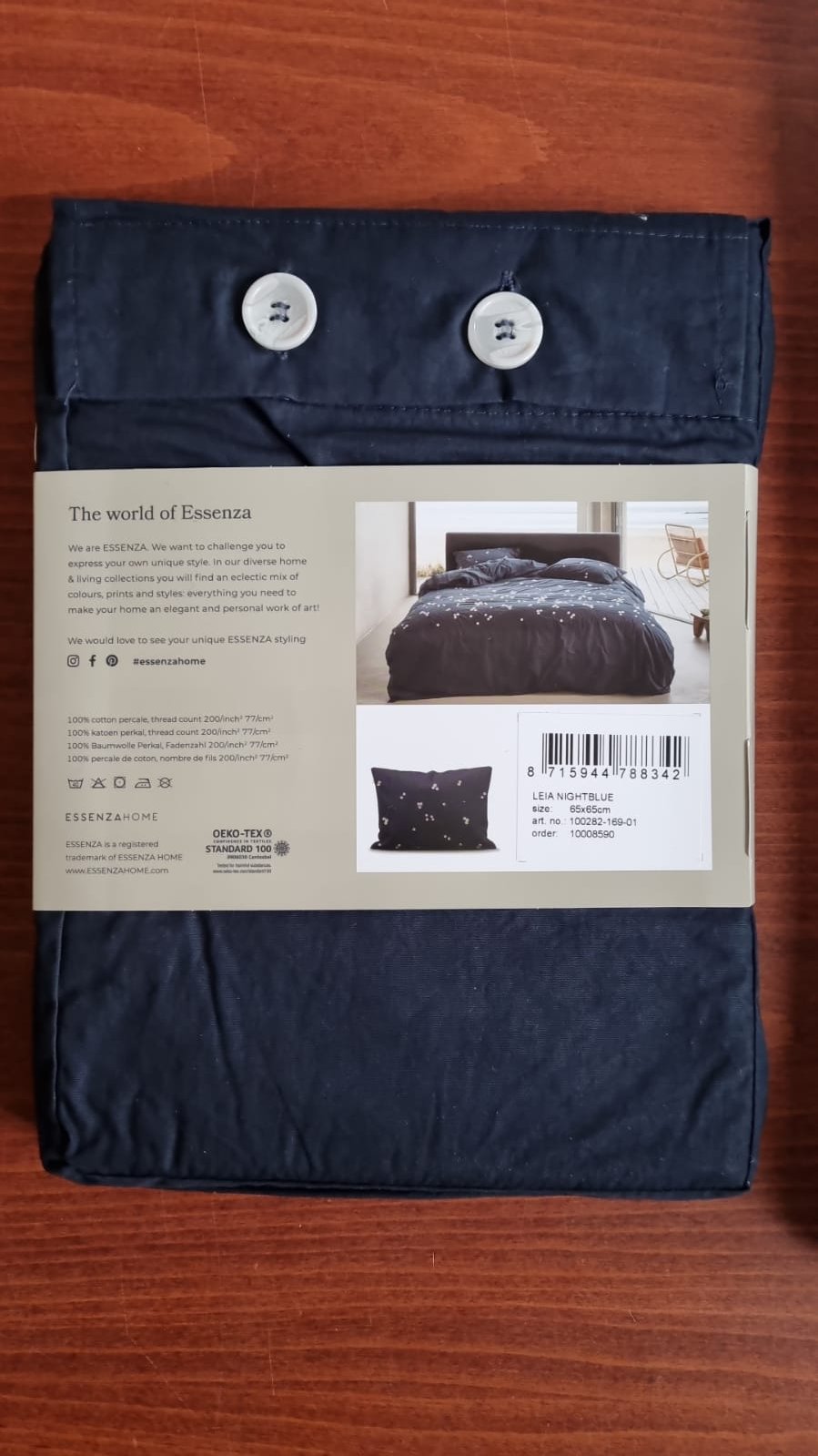 Essenza Leia Nightblue dekbedovertrek percale katoen 200TC geborduurde madeliefje, daisy