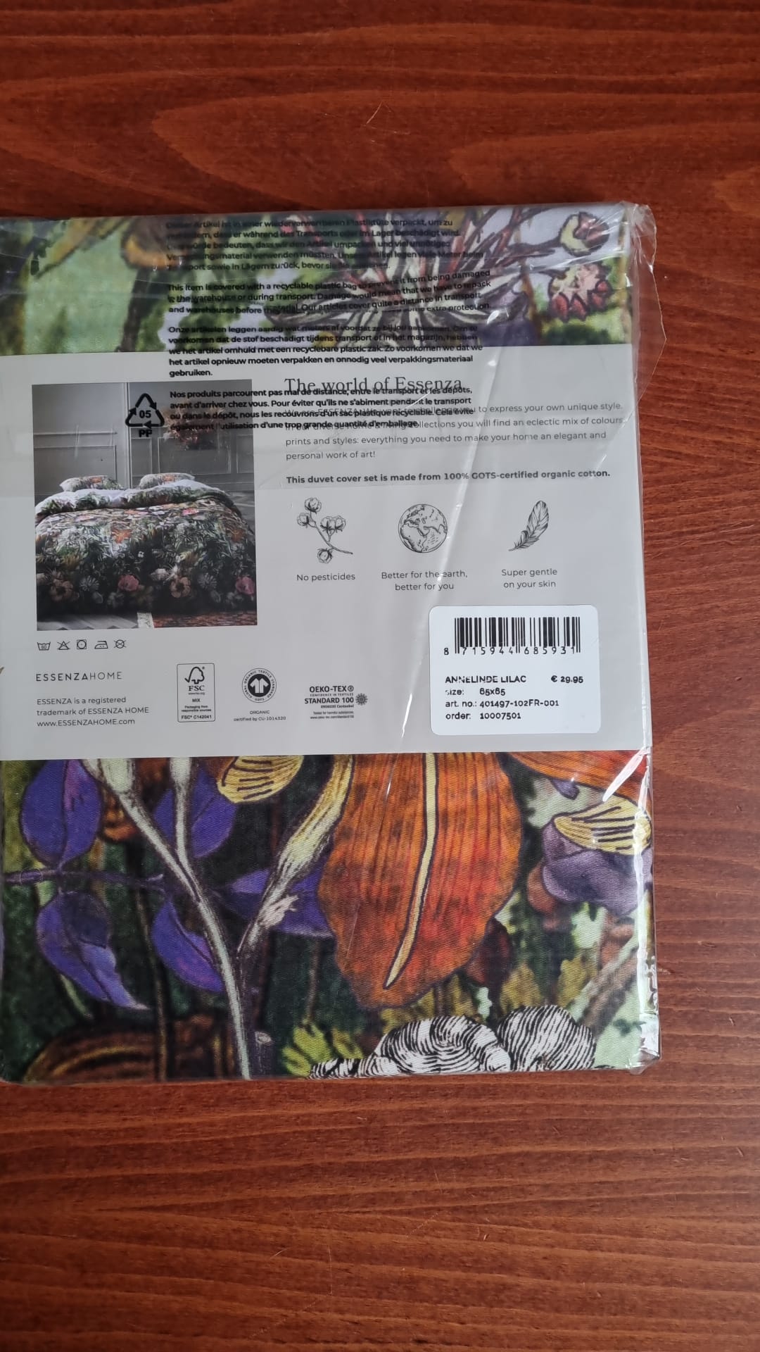 Housse de couette Essenza Annelinde Lilas en satin de coton 300 fils Fleurs