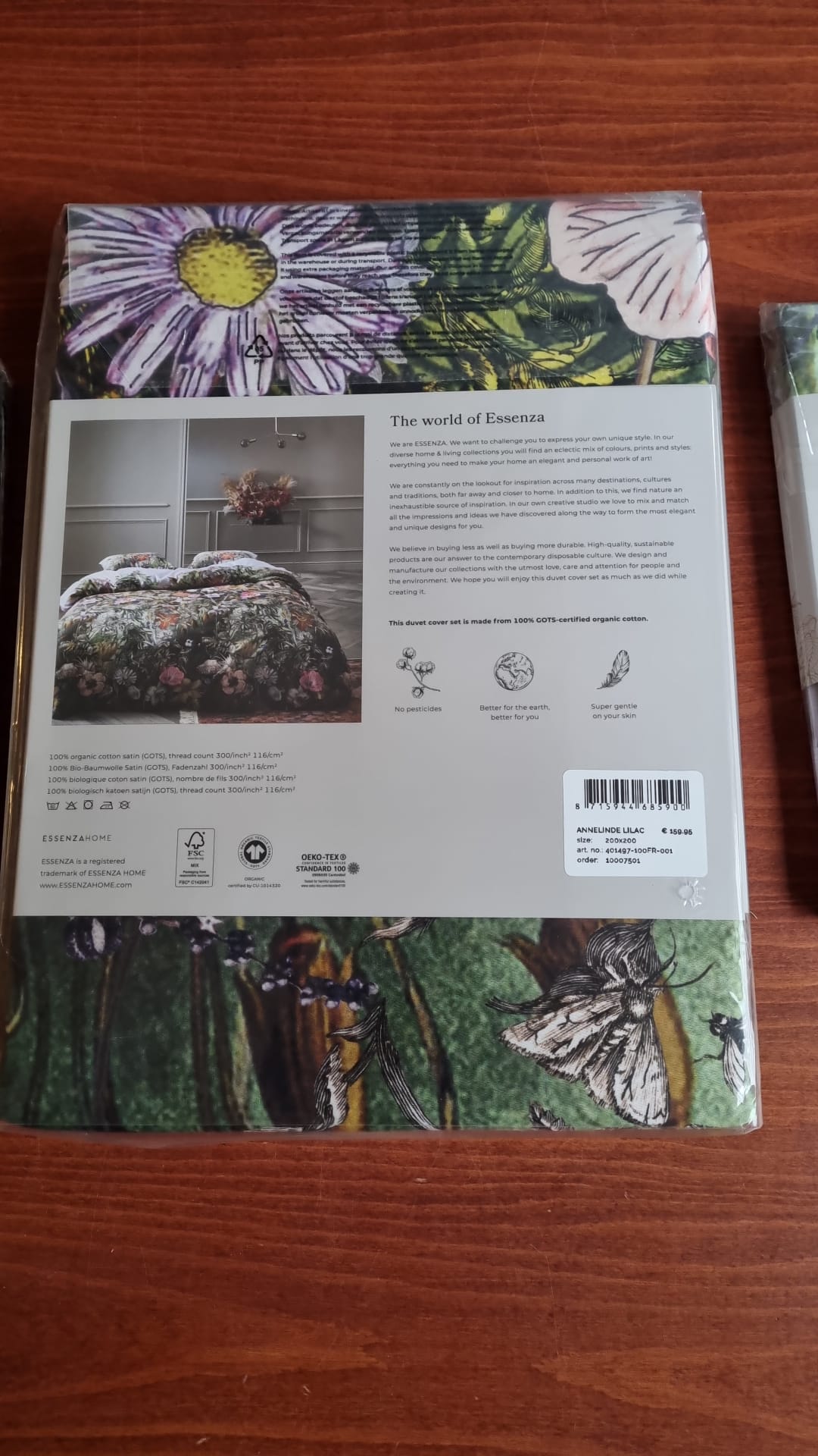 Housse de couette Essenza Annelinde Lilas en satin de coton 300 fils Fleurs