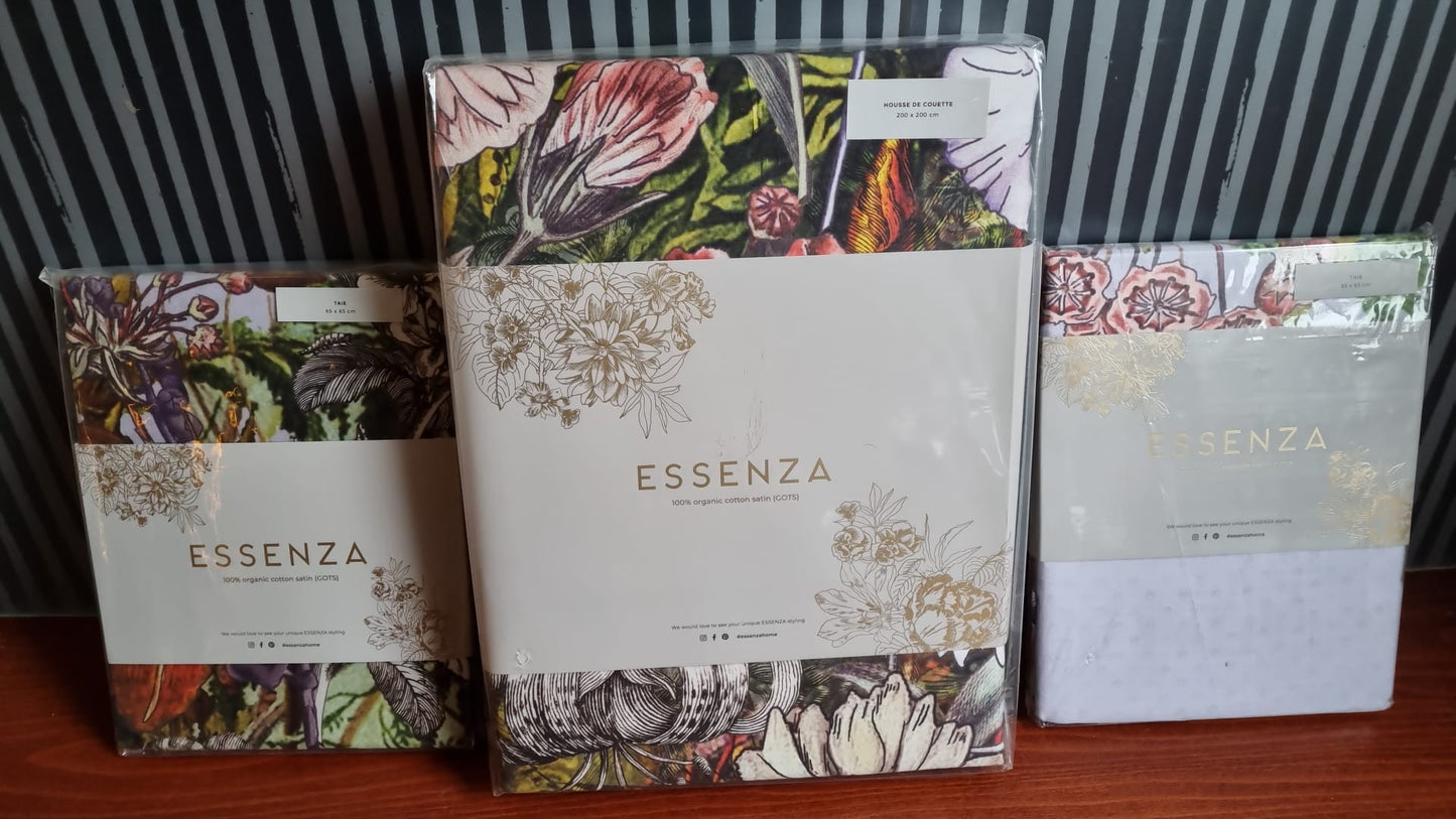 Housse de couette Essenza Annelinde Lilas en satin de coton 300 fils Fleurs