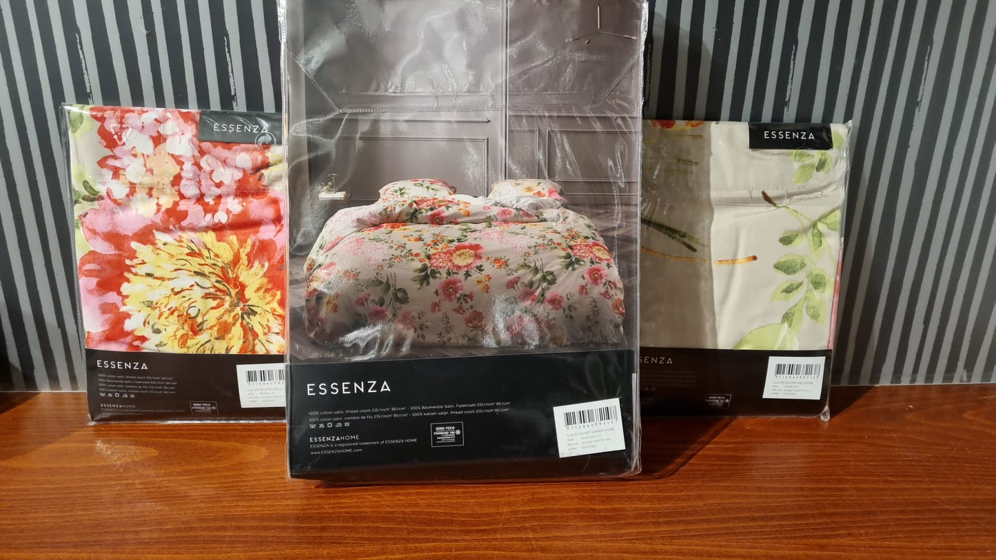 Essenza Claudi stone 215TC katoensatijn dekbedovertrek bloemen; La vie en Rose