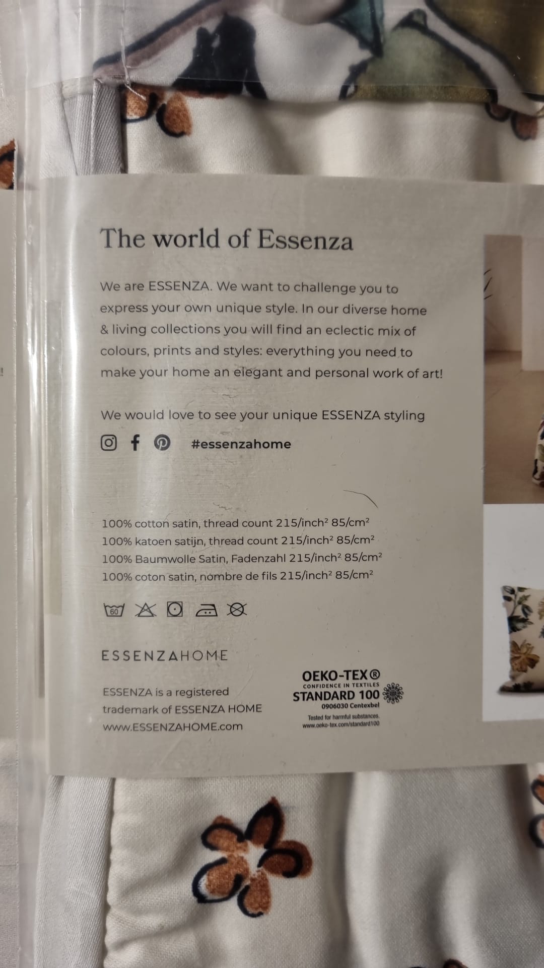 Essenza Fauve antique white dekbedovertrek katoensatijn flower power