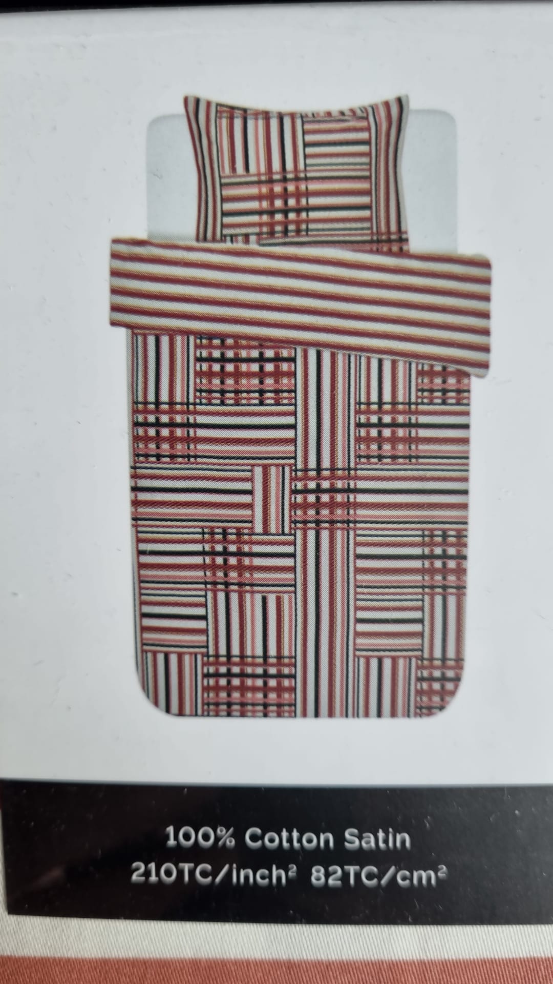 Essenza Evie Red/Offwhite kussenslopen katoensatijn 210TC