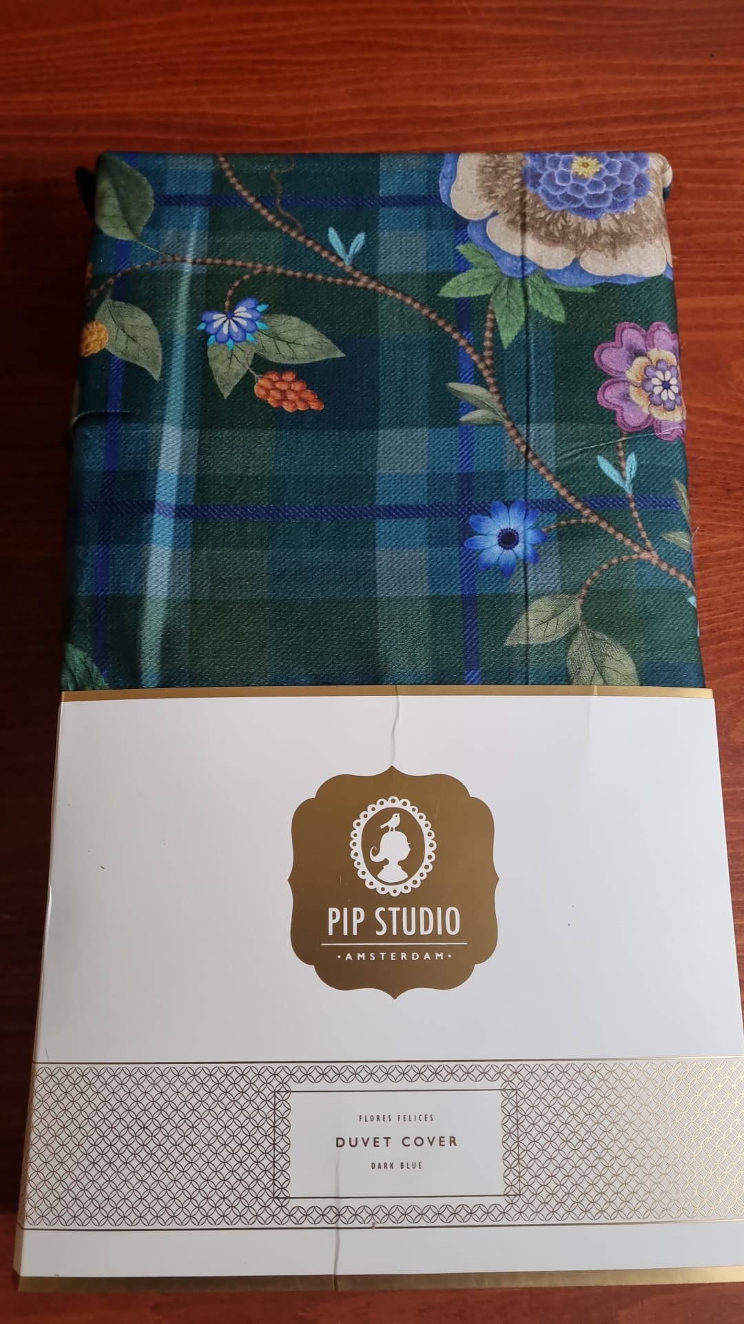 Pip Studio Flores Felices Dark Blue/green katoen twill (flanel) dekbedovertrek