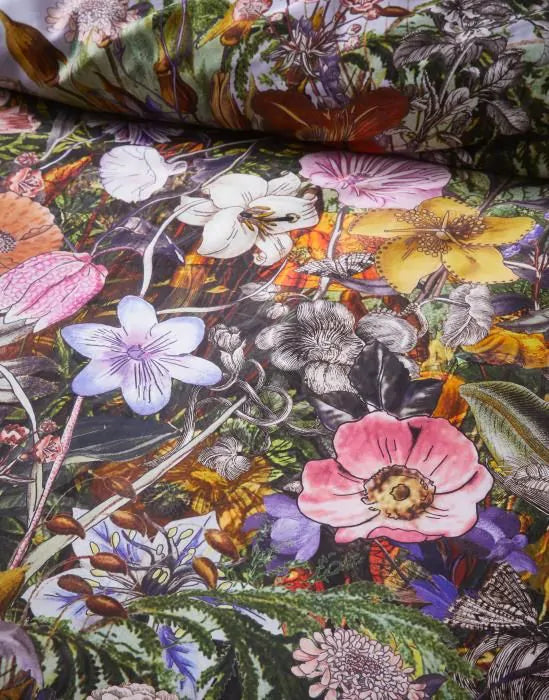 Housse de couette Essenza Annelinde Lilas en satin de coton 300 fils Fleurs