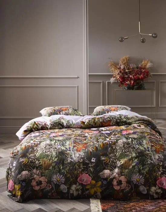 Housse de couette Essenza Annelinde Lilas en satin de coton 300 fils Fleurs