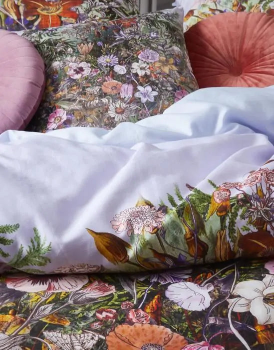 Housse de couette Essenza Annelinde Lilas en satin de coton 300 fils Fleurs
