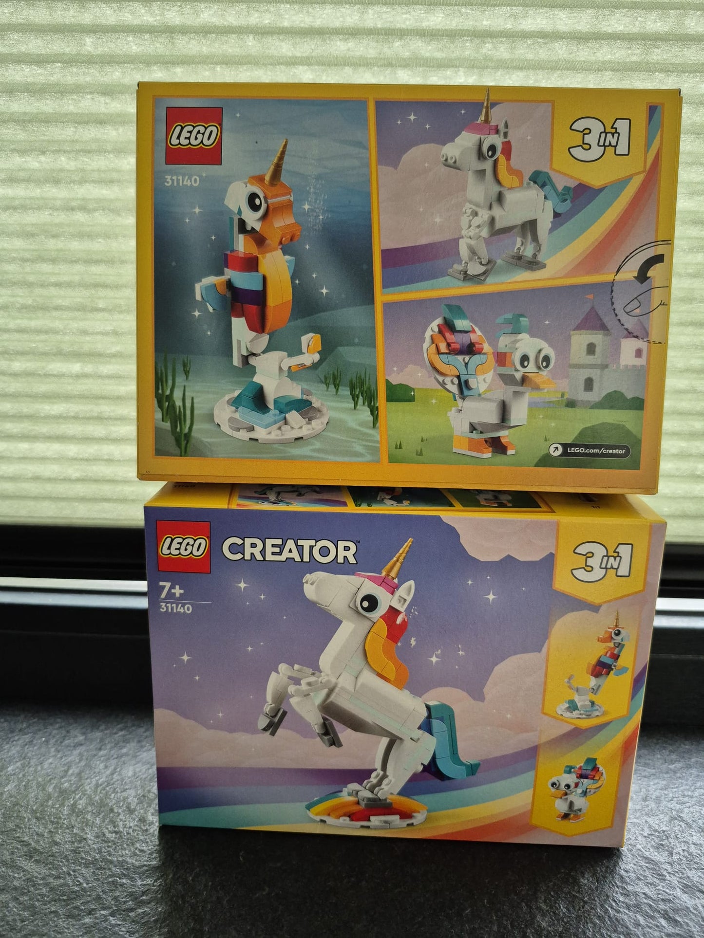 Lego creator eenhoorn, zeepaard, pauw nr.31140