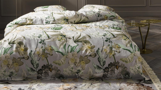 Housse de couette en satin de coton Essenza Rosalee Moutarde 215 fils