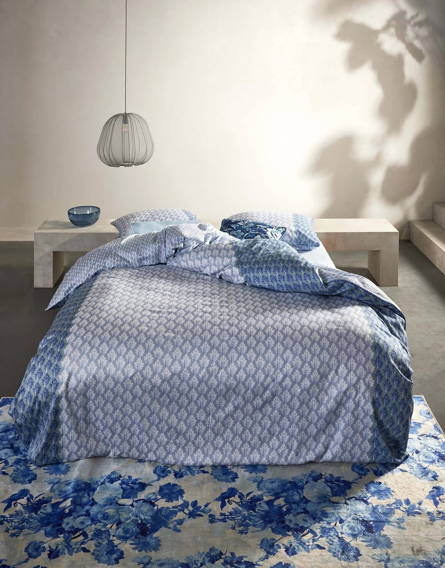 Essenza tesse zen blue katoensatijn 210TC dekbedovertrek ornament