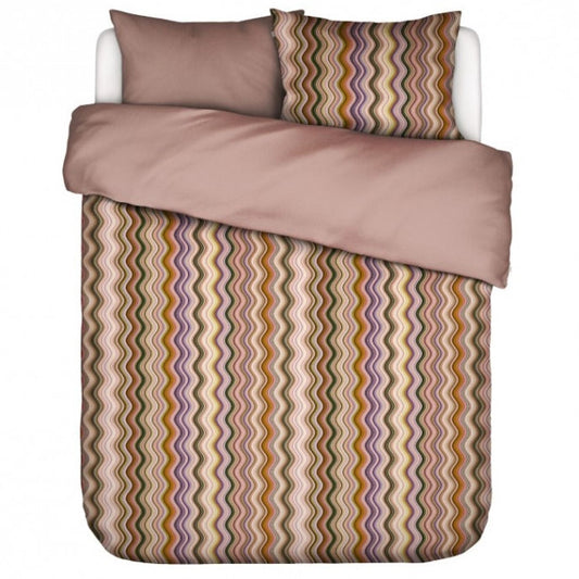 Essenza Sol antique Pink dekbedovertrek katoensatijn 200TC golven, waves, retro