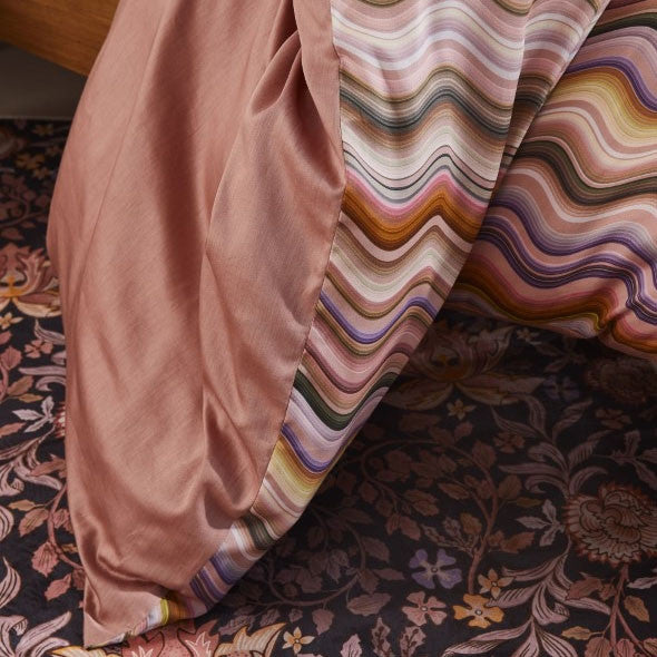 Essenza Sol antique Pink dekbedovertrek katoensatijn 200TC golven, waves, retro