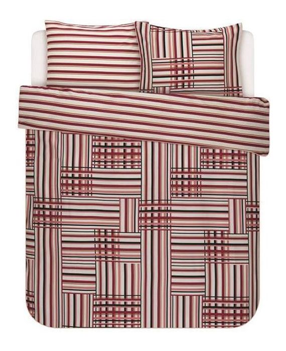 Essenza Evie Red/Offwhite kussenslopen katoensatijn 210TC
