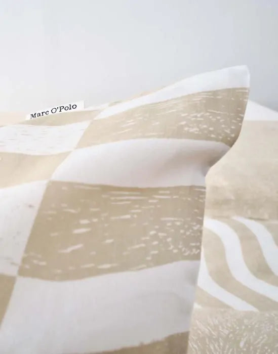 Housse de couette Marc O'Polo Filip Oyster en satin de coton 220 fils vagues, vagues