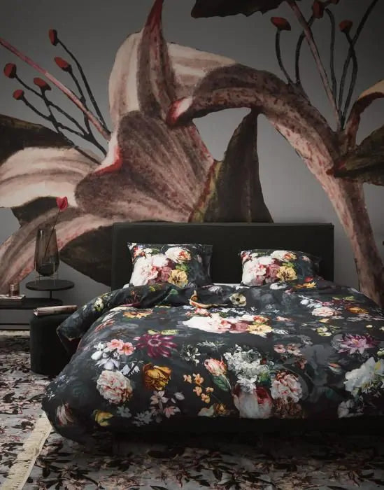 Essenza Fleur Nightblue dekbedovertrek katoensatijn 210TC