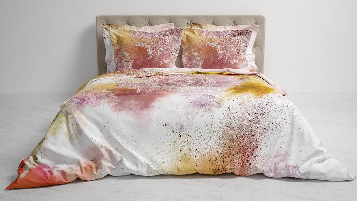 Heckett lane Housse de couette en satin de coton Anneli aquarelle mandala et bohème