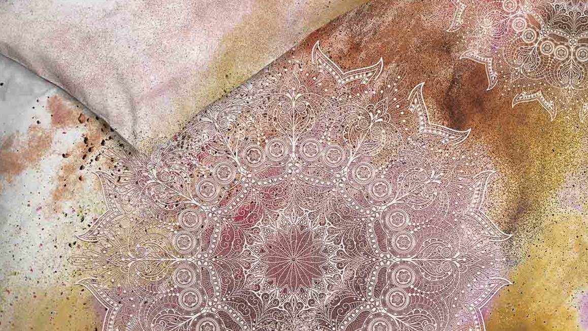 Heckett lane Housse de couette en satin de coton Anneli aquarelle mandala et bohème