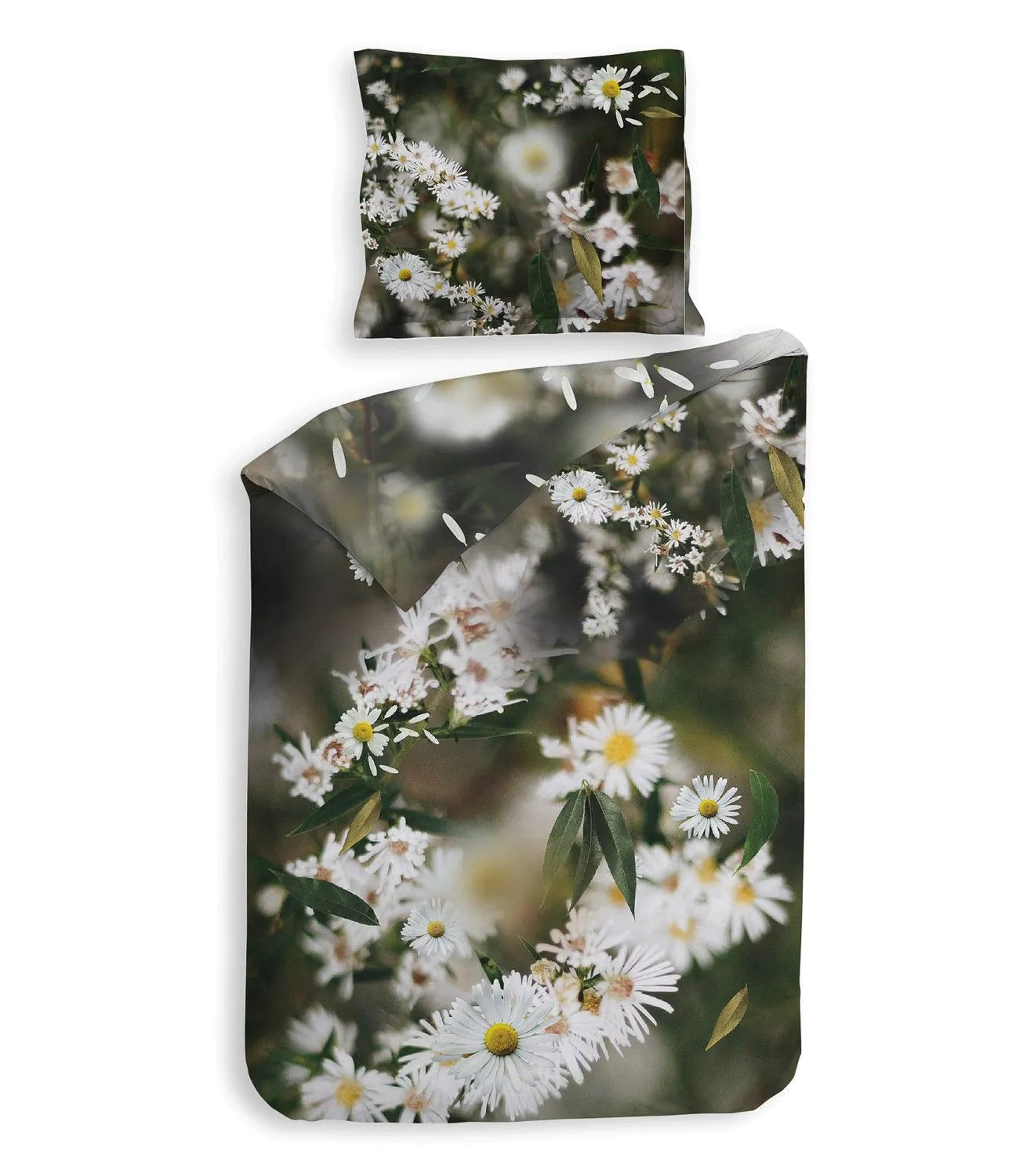 Housse de couette en satin de coton Heckettlane Camilla fleurs blanches camomille; paix