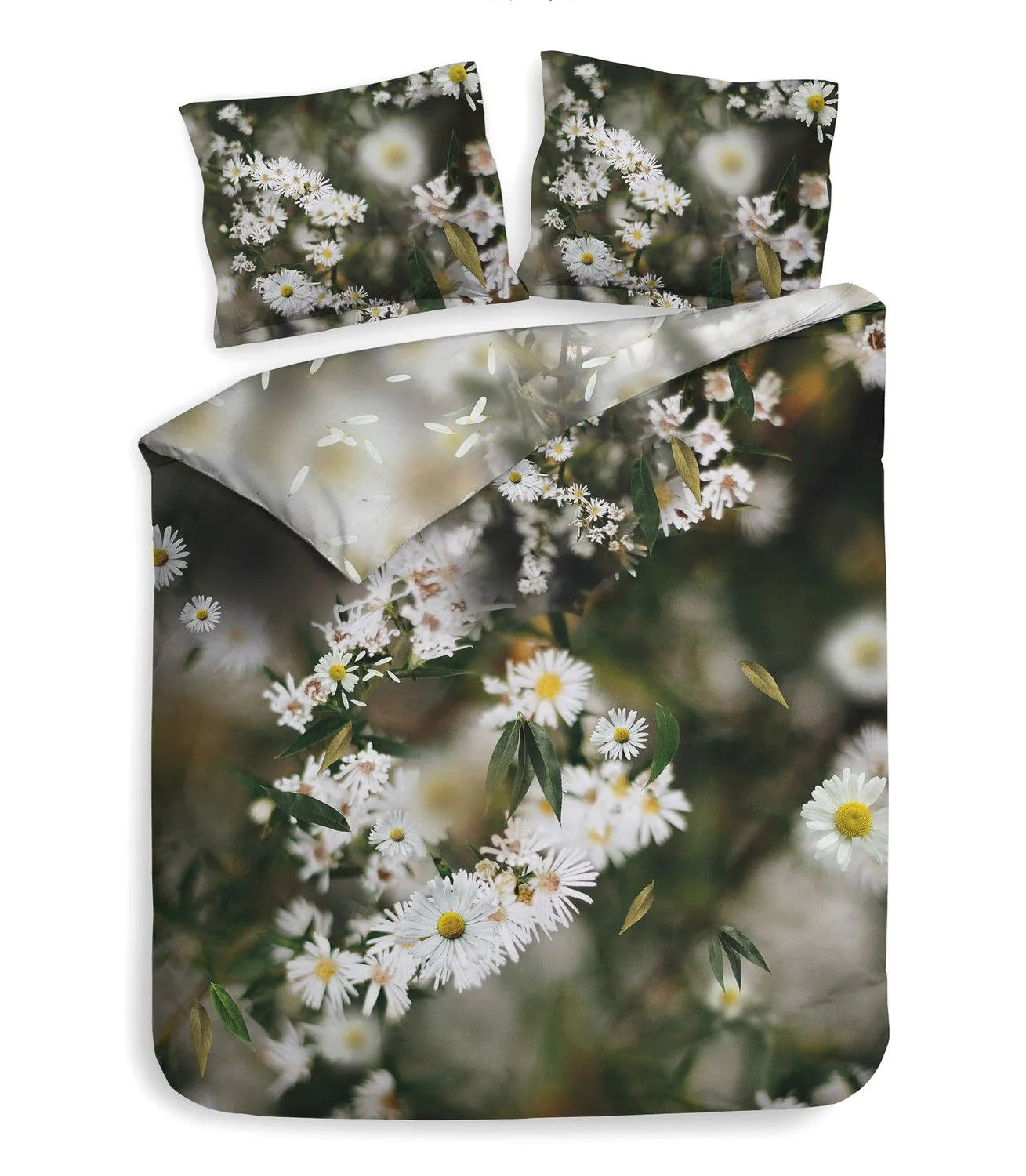 Housse de couette en satin de coton Heckettlane Camilla fleurs blanches camomille; paix