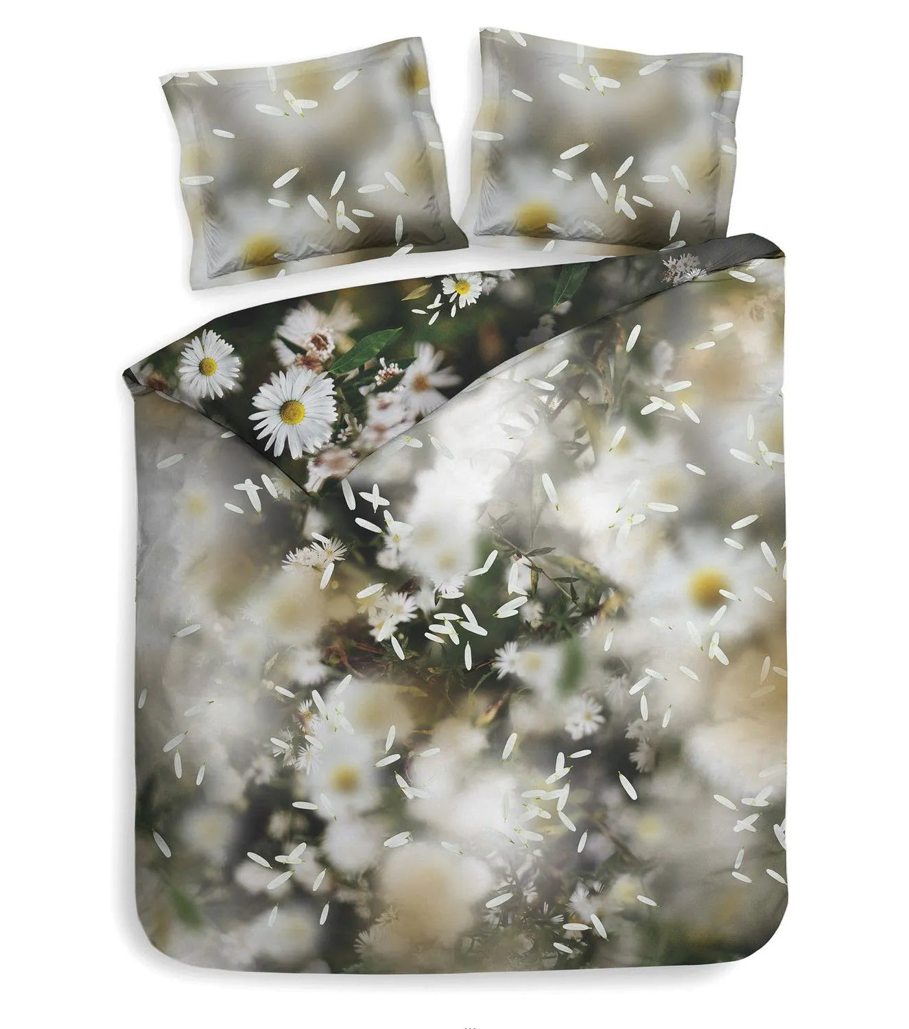 Housse de couette en satin de coton Heckettlane Camilla fleurs blanches camomille; paix